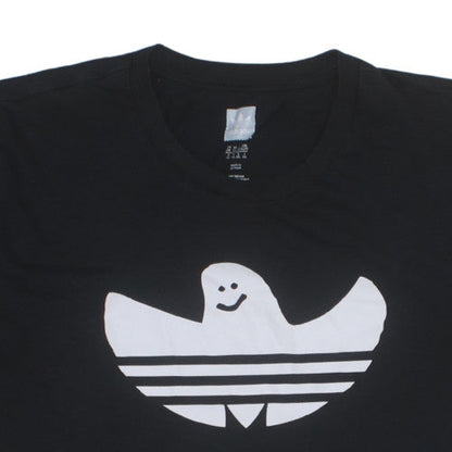 adidas Mens Black 2XL Funny Logo Crew Neck Short Sleeve T-Shirt