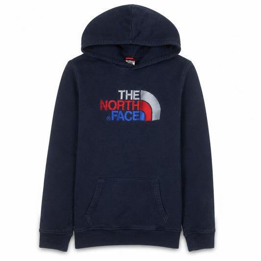 Front view of The North Face boys’ blue xl pullover fleece hoodie