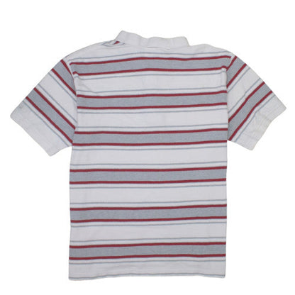Reebok Men's White Grey Red Striped Cotton Polo Shirt XL