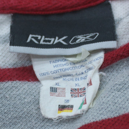Reebok Men's White Grey Red Striped Cotton Polo Shirt XL