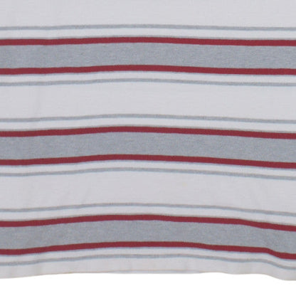 Reebok Men's White Grey Red Striped Cotton Polo Shirt XL