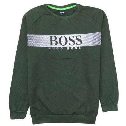 Hugo Boss Men's Green Crew Neck Pullover Sweatshirt L