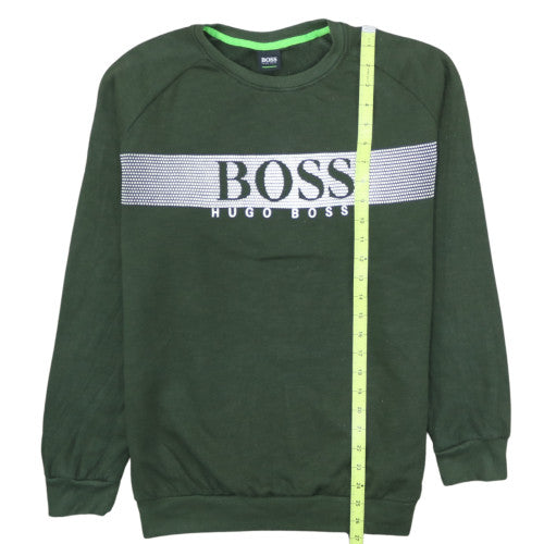 Hugo Boss Men's Green Crew Neck Pullover Sweatshirt L