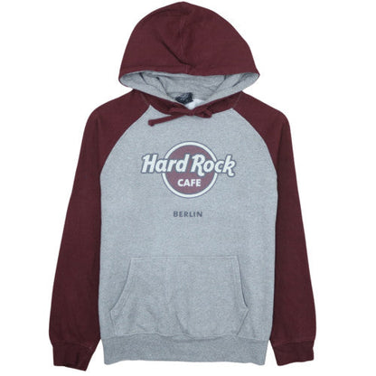 Hard Rock Cafe Berlin Womens Grey Burgundy Hoodie Size M Pullover