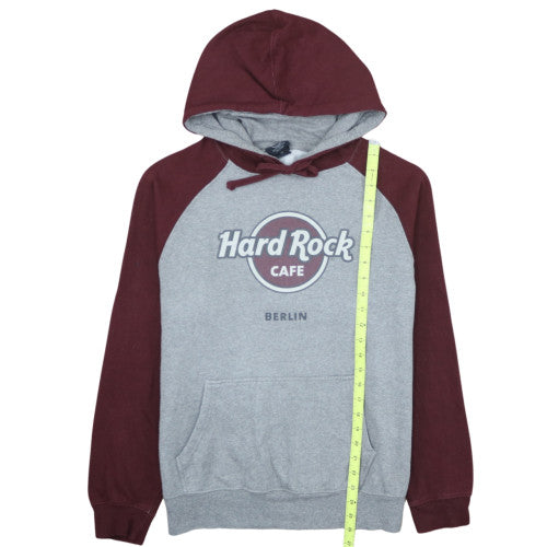 Hard Rock Cafe Berlin Womens Grey Burgundy Hoodie Size M Pullover