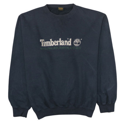 Timberland Womens Navy Blue XL Pullover Sweatshirt Logo Cotton Blend