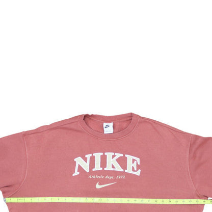 Nike Womens Pink Crew Neck Pullover Sweatshirt L Logo Print