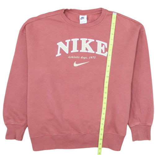 Nike Womens Pink Crew Neck Pullover Sweatshirt L Logo Print