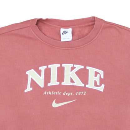 Nike Womens Pink Crew Neck Pullover Sweatshirt L Logo Print