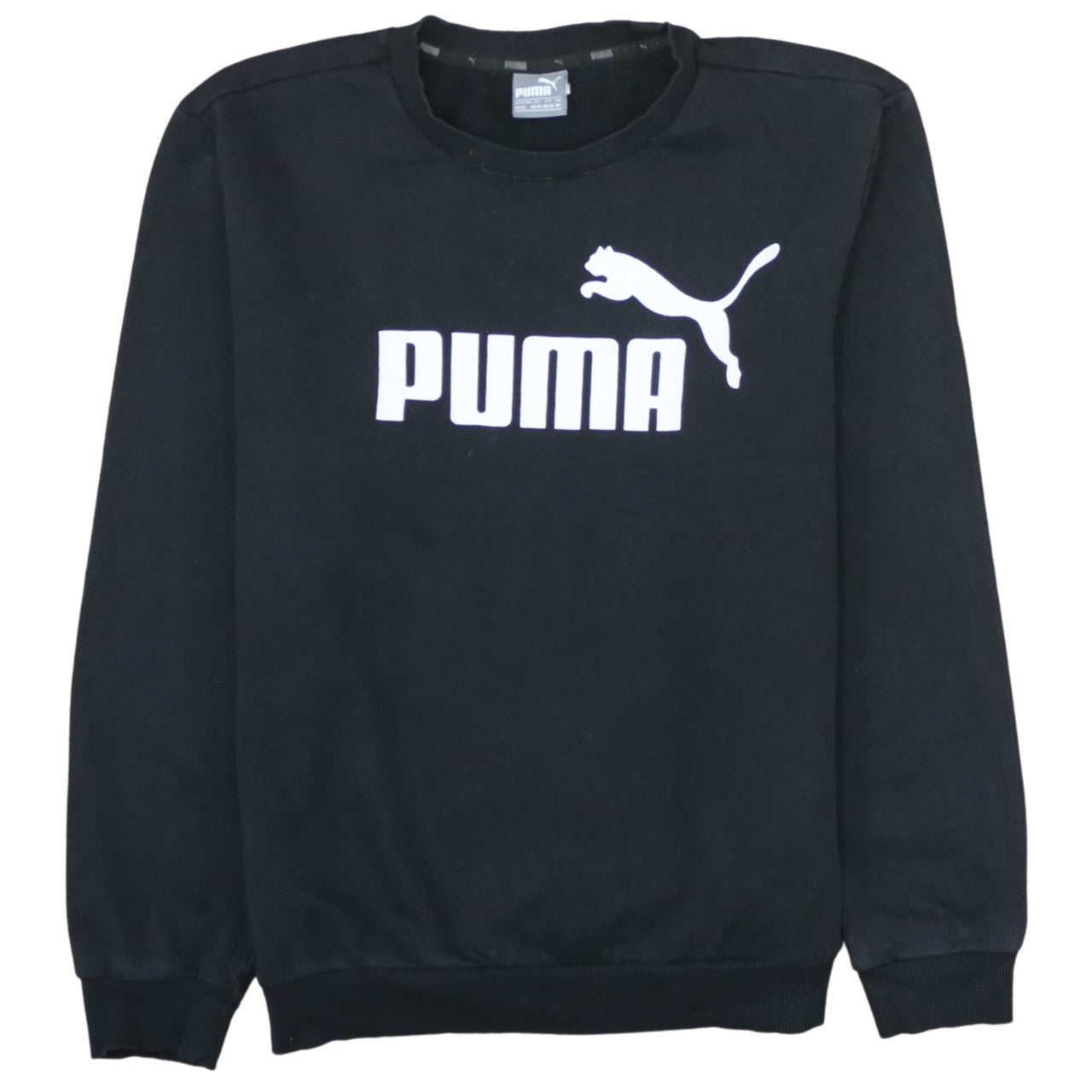 Puma Men’s Black Crew Neck Pullover Sweatshirt M Logo Sports