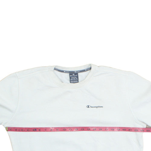 Champion Men's White Medium Pullover Sweatshirt Fleece Logo Crew Neck