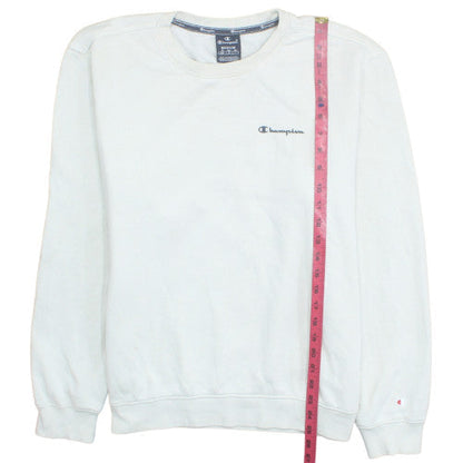 Champion Men's White Medium Pullover Sweatshirt Fleece Logo Crew Neck