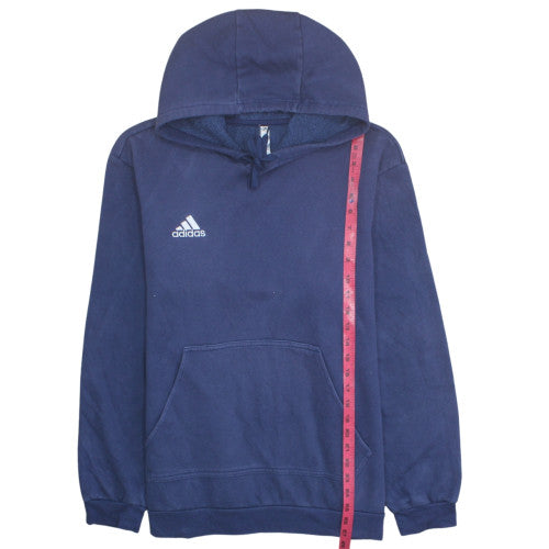 Adidas Men Blue XL Pullover Hoodie Fleece Sports Lined Sweatshirt