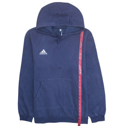 Adidas Men Blue XL Pullover Hoodie Fleece Sports Lined Sweatshirt