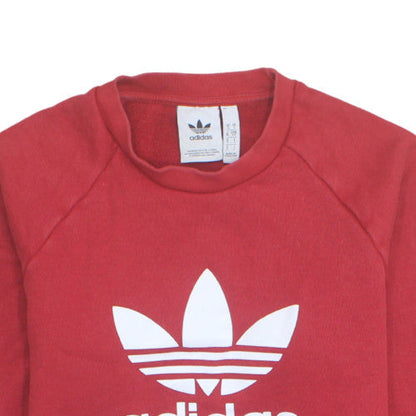 adidas Men's Red Crew Neck Logo Pullover Sweatshirt Size S