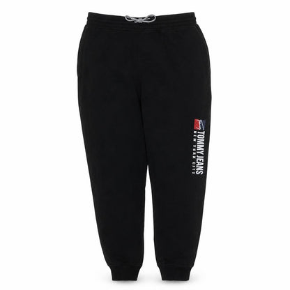 Tommy Jeans Men's Black Sweatpants L Logo Cuffed Tapered Fit