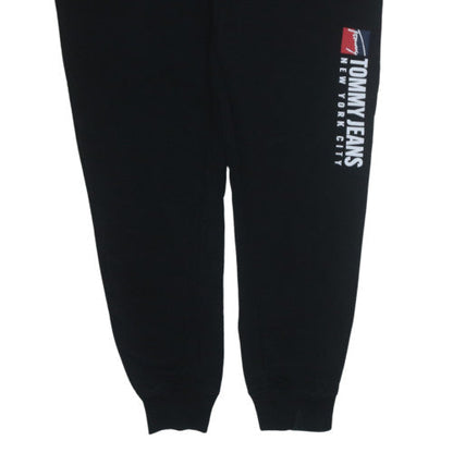 Tommy Jeans Men's Black Sweatpants L Logo Cuffed Tapered Fit