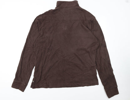 Timberland Men Brown XL 1/4 Zip Cotton Sweatshirt Regular Fit