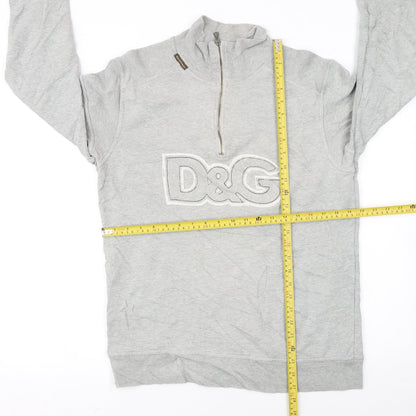 Dolce & Gabbana Men's Grey XL 1/2 Zip Logo Sweatshirt