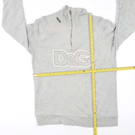 Dolce & Gabbana Men's Grey XL 1/2 Zip Logo Sweatshirt