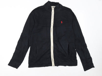 Ralph Lauren Women's Black Cotton Track Jacket Size M Full Zip