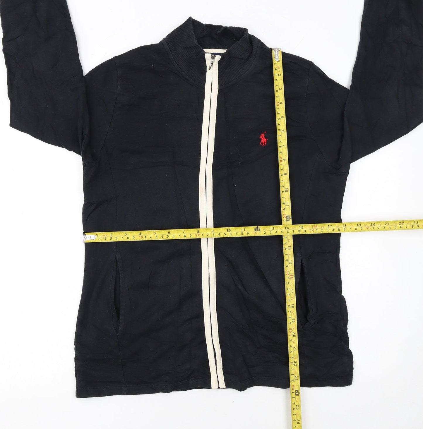 Ralph Lauren Women's Black Cotton Track Jacket Size M Full Zip