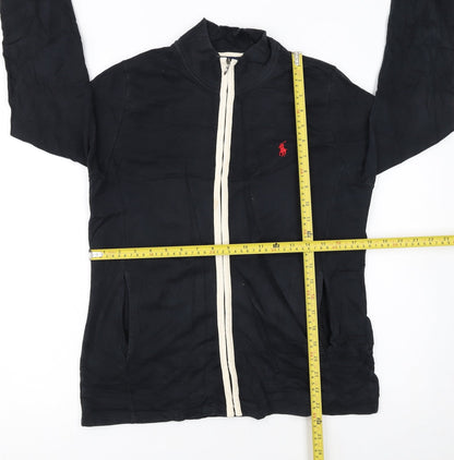 Ralph Lauren Women's Black Cotton Track Jacket Size M Full Zip