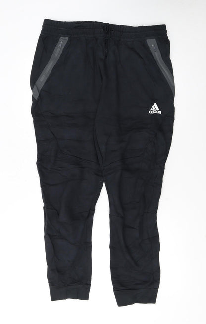 Adidas Men's Black XL Jogger Trousers with Zip Pockets
