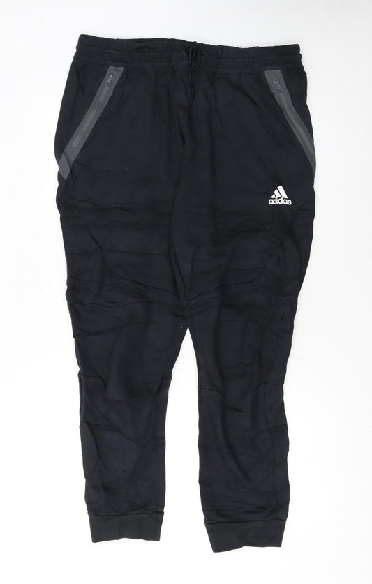 Adidas Men's Black XL Jogger Trousers with Zip Pockets