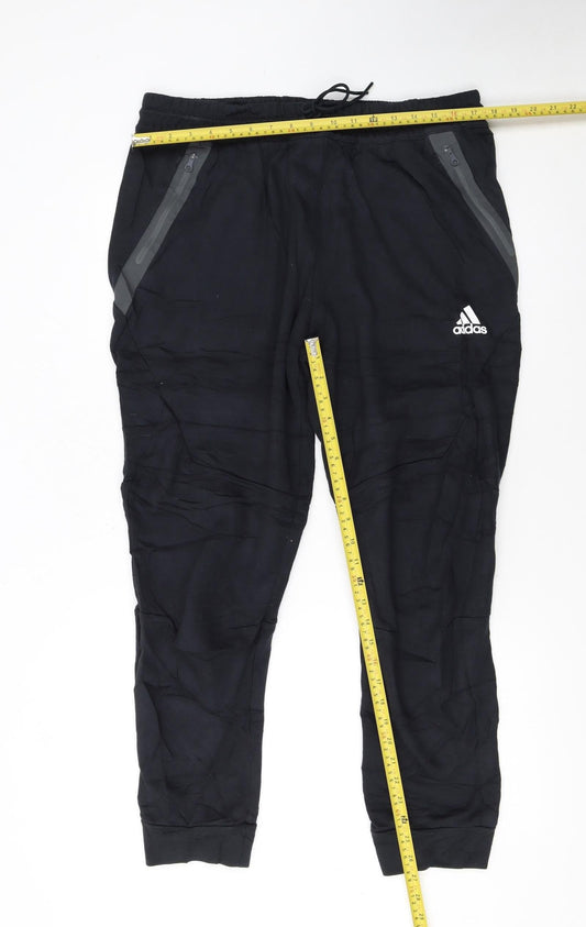 Adidas Men's Black XL Jogger Trousers with Zip Pockets