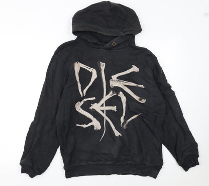 Diesel Men's Black Pullover Hoodie Small Skull Graphic Cotton
