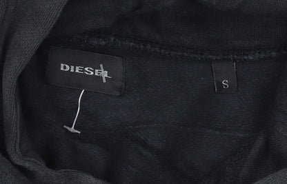 Diesel Men's Black Pullover Hoodie Small Skull Graphic Cotton