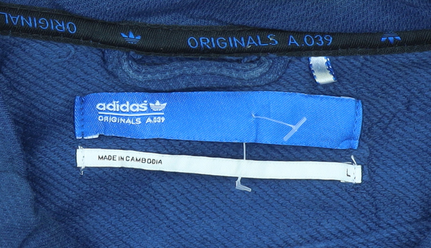 Adidas Originals Women Blue Cotton Track Jacket L Full Zip