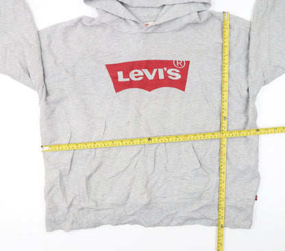 Levi's Womens Grey Pullover Hoodie XL Logo Print Cotton Blend
