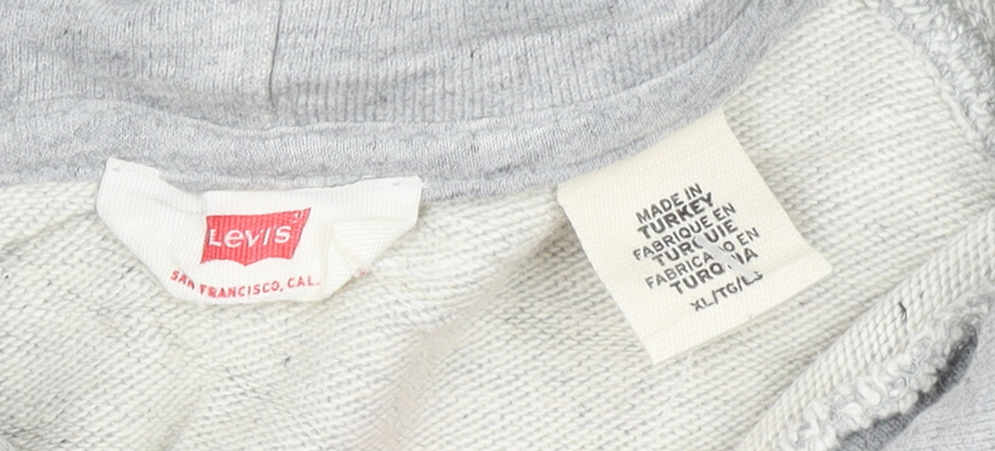 Levi's Womens Grey Pullover Hoodie XL Logo Print Cotton Blend