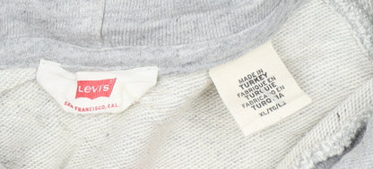 Levi's Womens Grey Pullover Hoodie XL Logo Print Cotton Blend