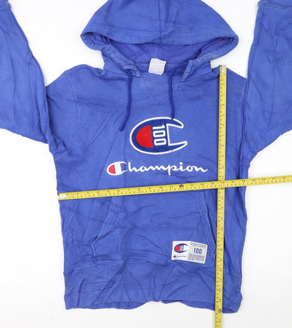 Champion Women's Blue Small Pullover Hoodie 100 Logo Cotton Blend