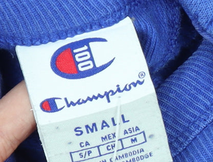 Champion Women's Blue Small Pullover Hoodie 100 Logo Cotton Blend