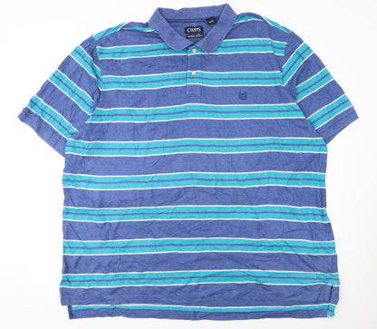 Chaps Men's Blue Striped Collared 2XL Cotton Stretch Polo Shirt
