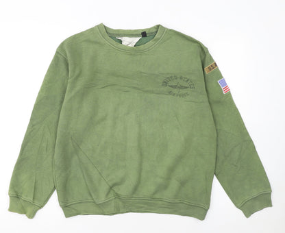 Topshop Women’s Green Air Force Graphic Pullover Sweatshirt Size M
