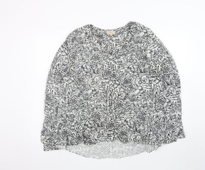 Modern Rarity Women's Black Floral Viscose Tunic Blouse Size 14