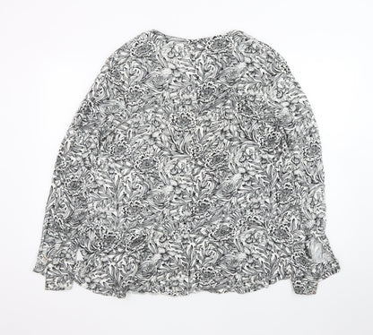 Modern Rarity Women's Black Floral Viscose Tunic Blouse Size 14