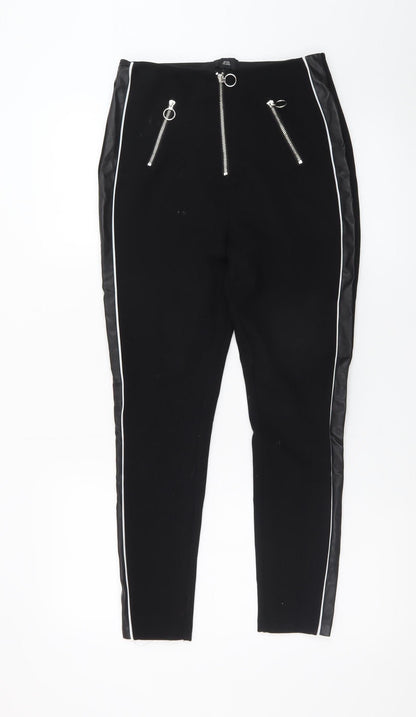 River Island Women’s Black High Rise Zip Detail Leggings Size 10