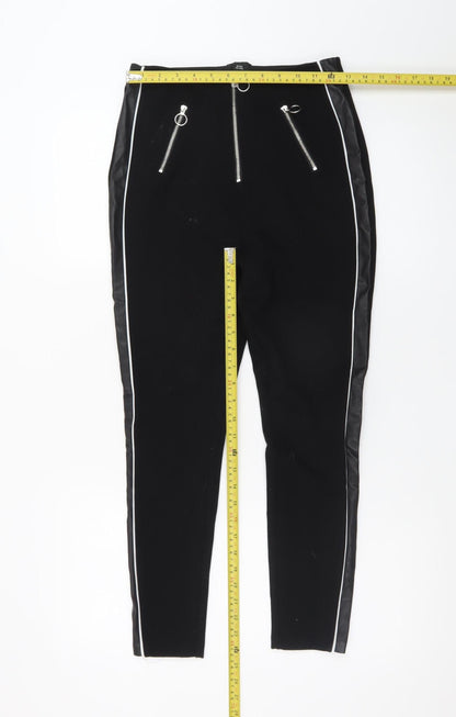River Island Women’s Black High Rise Zip Detail Leggings Size 10