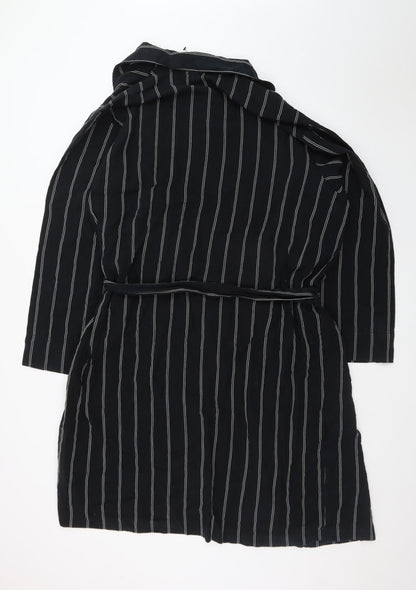 Marks and Spencer Autograph Men's Black Striped Robe L Lightweight Belted