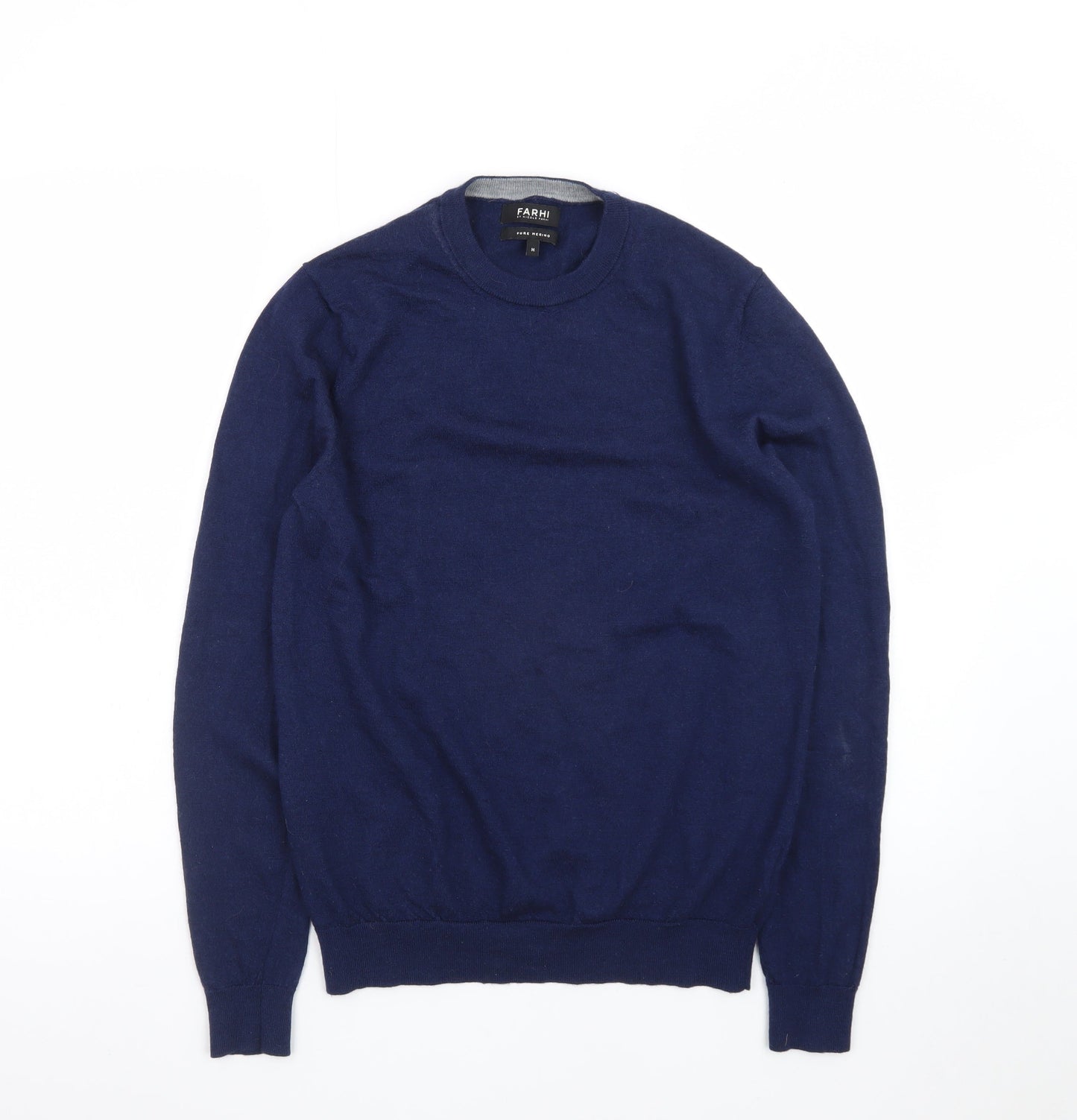 Farhi by Nicole Farhi Womens Blue Merino Wool Crew Neck Jumper M