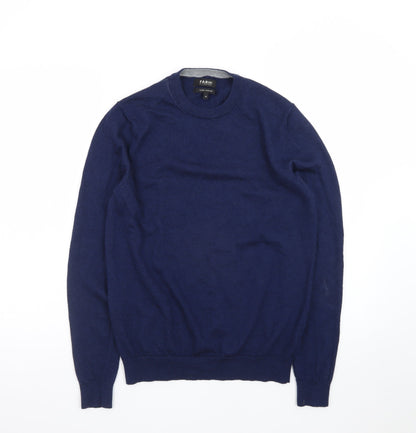 Farhi by Nicole Farhi Womens Blue Merino Wool Crew Neck Jumper M