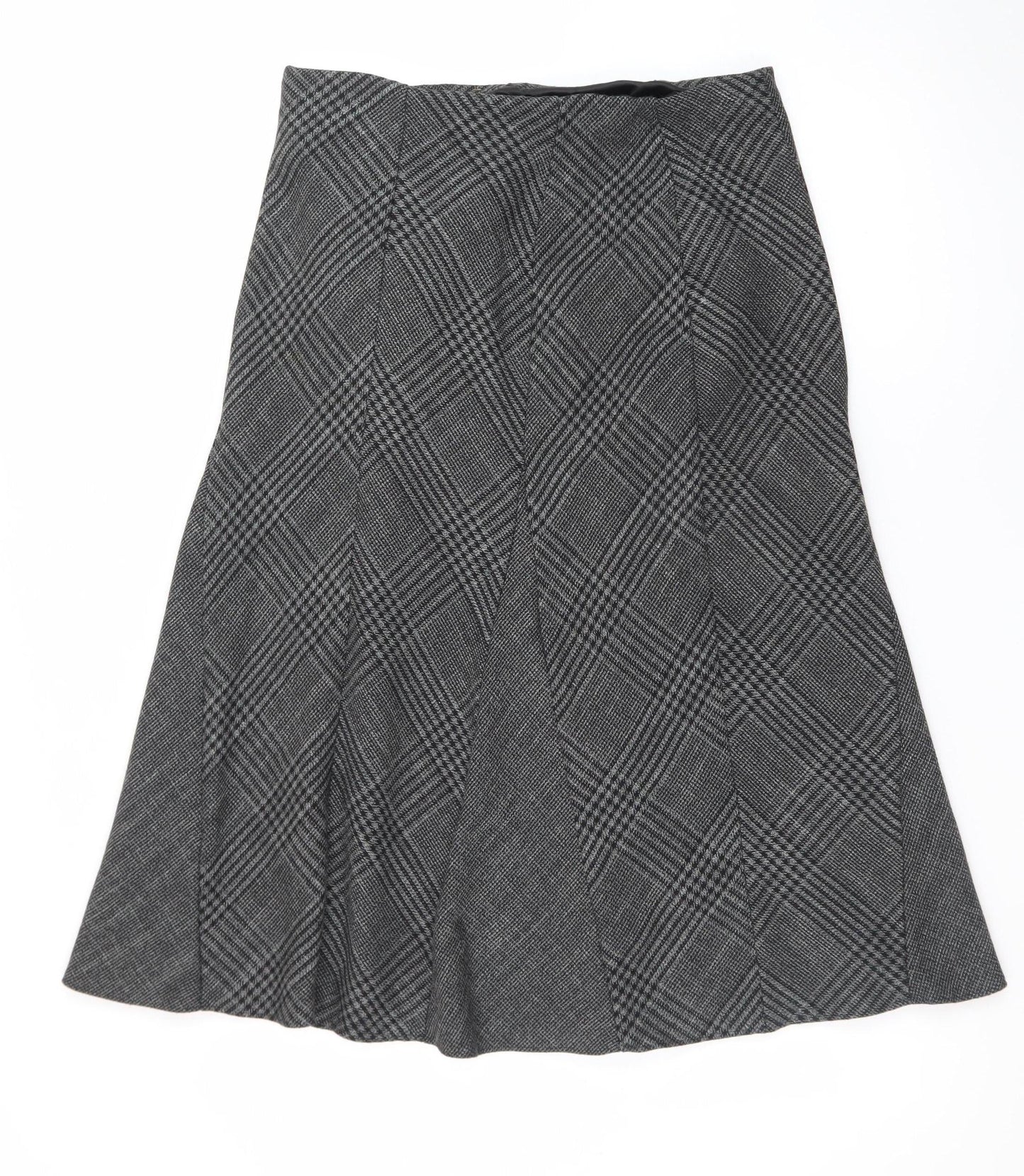 Marks and Spencer Women Grey A-Line Check Skirt Size 12