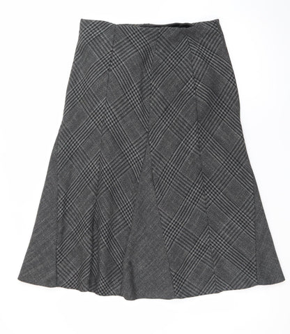 Marks and Spencer Women Grey A-Line Check Skirt Size 12