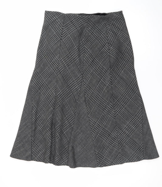 Marks and Spencer Women Grey A-Line Check Skirt Size 12